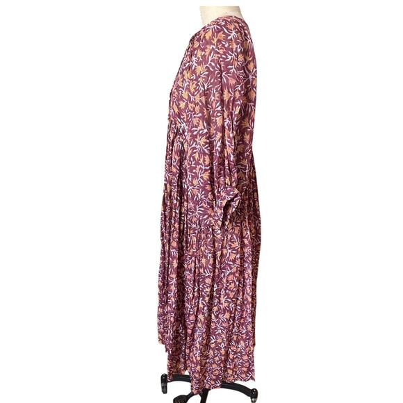 Daughters of India Kyra Cotton Midi Dress in Sumac Red & Gold Size Small - Picture 4 of 8
